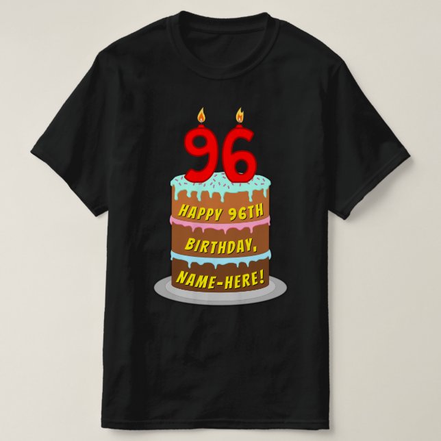 96:e födelsedagen - Roligt Cake & Candles, med ege T Shirt (Design framsida)