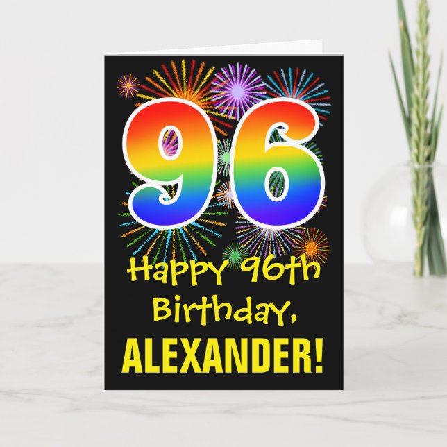 96:e födelsedagen: Roligt Fireworks Mönster + Rain Kort (Framsida)