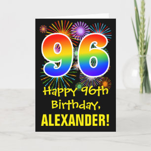 96:e födelsedagen: Roligt Fireworks Mönster + Rain Kort