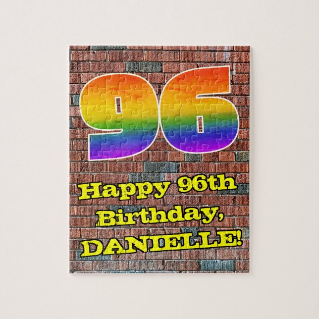 96:e födelsedagen: Roligt Graffiti-Inspired Rainbo Pussel (Vertikal)
