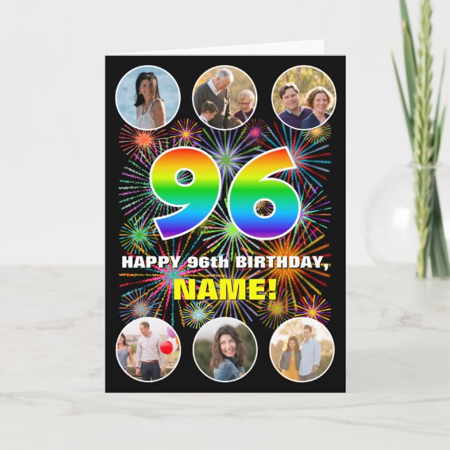96:e födelsedagen: Roligtens regnbågsnr, eget namn Kort (Framsida)