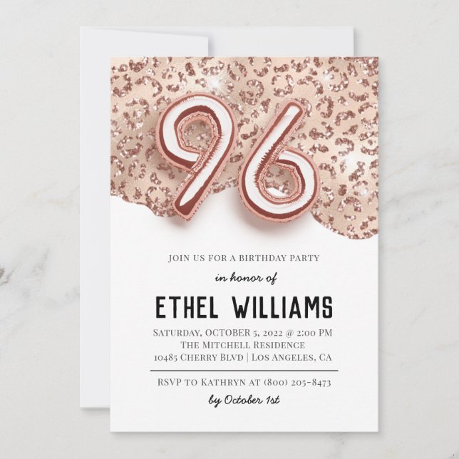 96:e Födelsedagsfest inbjudan (Framsida)