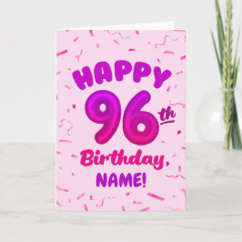 96th Balloon Number Custom Name Birthday Card Kort