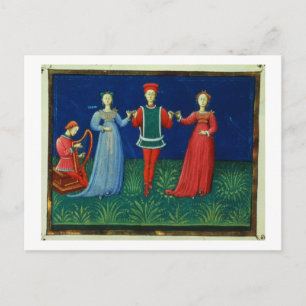 973 f.21v En gentleman som dansar med två Dam, Vykort