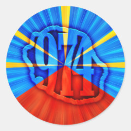 974 Ile de la Réunion - Drapeau réunionnais Runt Klistermärke