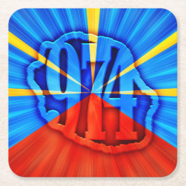 974 Ile de la Réunion - Drapeau réunionnais Underlägg Papper Kvadrat