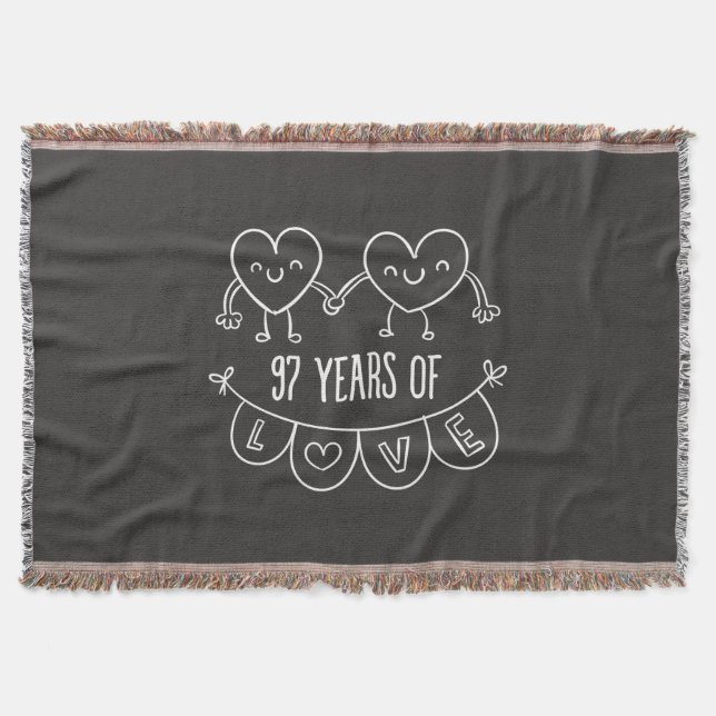 97-årsjubiléet Gift Chalk Hearts Mysfilt (Framsidan)