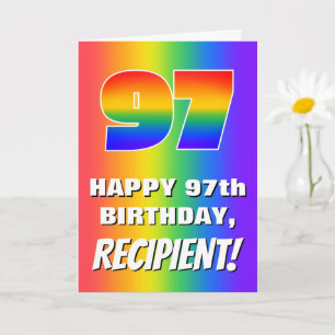 97:e födelsedag: färgfull, Roligt Rainbow Mönster Kort