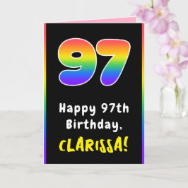 97:e födelsedag: Färgfullt regnbåge nr 97, anpassa Kort