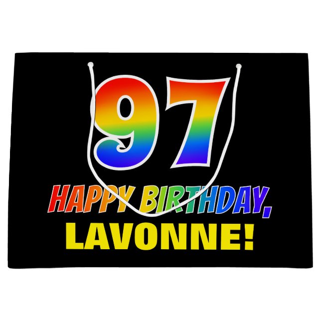 97:e födelsedag: fetstil, Roligt, enkel, regnbåge  (Framsidan)