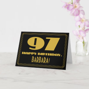 97:e födelsedag: Namn + Art Deco Inspired (97) Kort
