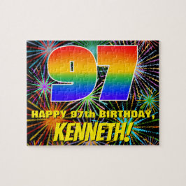 97:e födelsedag: Roligt, färgstarka brinnande fyrv Pussel