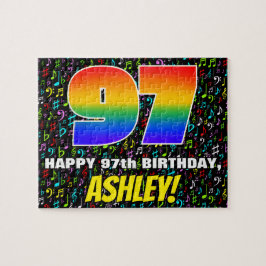 97:e födelsedag - Roligt, färgstarka musiksymboler Pussel