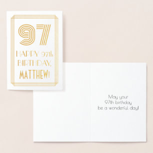 97:e födelsedagen - Art Deco Inspired Titta "97" o Folierat Kort