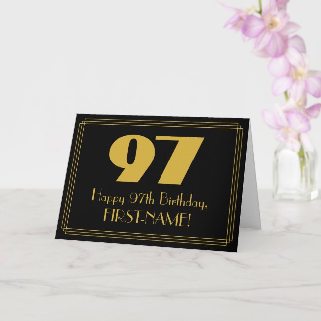 97:e födelsedagen: Art Deco Inspired Titta "97" oc Kort (Orkide)