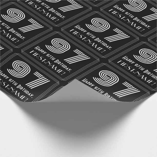 97:e födelsedagen: Art Deco Inspired Titta "97" w/ Presentpapper (Hörn)