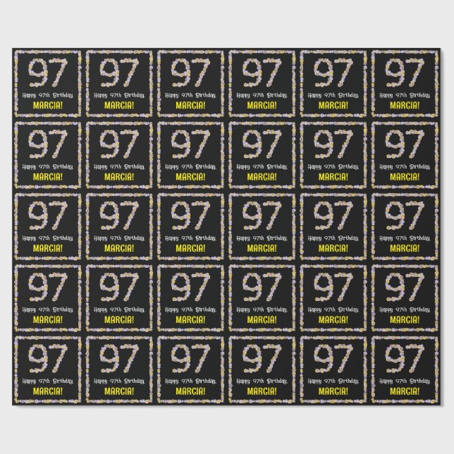 97:e födelsedagen: Blommigt Flowers Number, eget n Presentpapper (Platt)