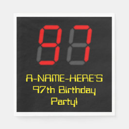 97:e födelsedagen: Red Digital Clock Stil "97" + N Pappersservett