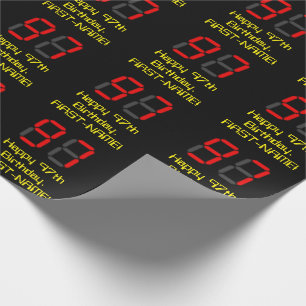 97:e födelsedagen: Red Digital Clock Stil "97" + N Presentpapper