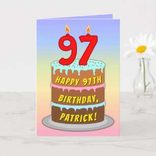 97:e födelsedagen - Roligt Cake & Candles, med ege Kort