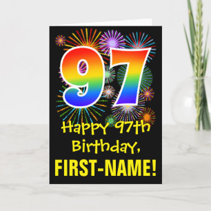 97:e födelsedagen: Roligt Fireworks Mönster + Rain Kort
