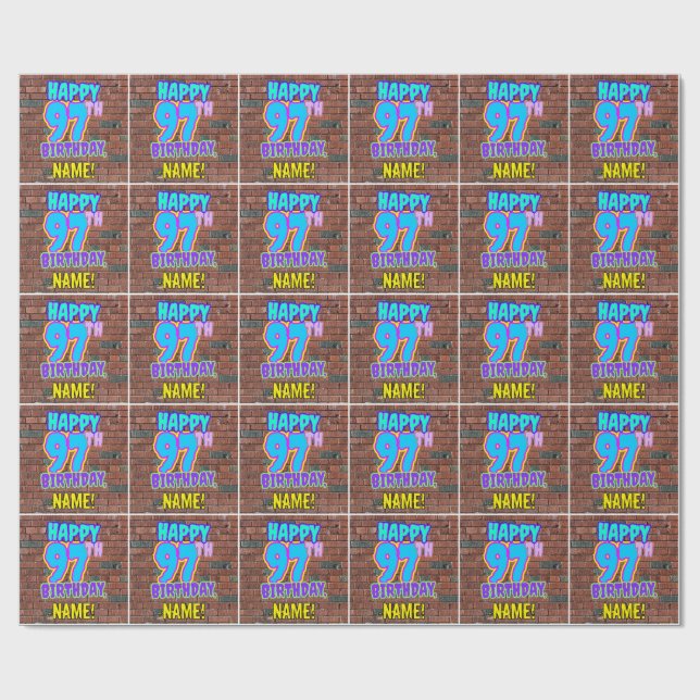 97:e födelsedagen: Roligt, Urban Graffiti Inspired Presentpapper (Platt)