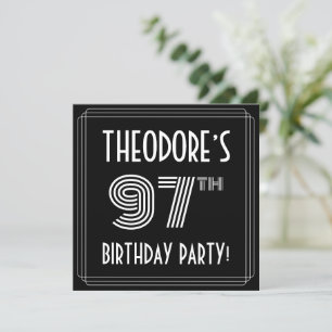 97:e Födelsedagsfesten: Art Deco Stil med eget nam Inbjudningar