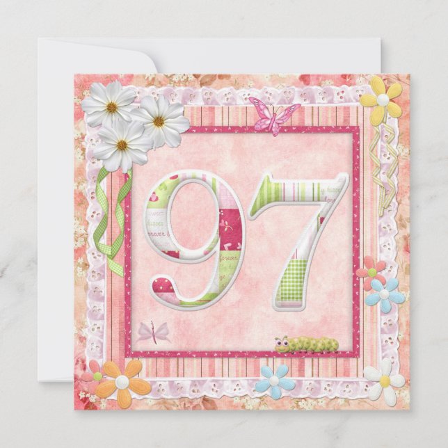 97:e födelsedagsfesten skrotning av stil inbjudningar (Framsida)