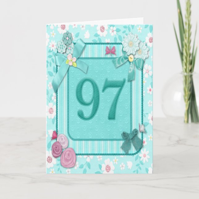 97:e födelsedagskort med blommor kort (Framsida)