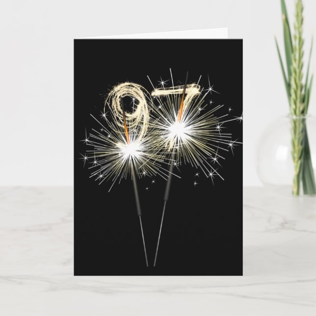 97:e födelsedagssparklers på svart kort (Framsida)