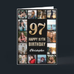 97:e Grattis på födelsedagen Black and Guld Photo  Kort<br><div class="desc">97:e Grattis på födelsedagen Black and Guld Photo Collage Birthday Card. Om du vill göra ytterligare anpassningar klickar du på knappen "Anpassa" och användor verktyg som är utformat för att ändra mallen.</div>