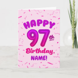 97th Balloon Number Custom Name Birthday Card Kort