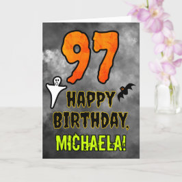 97th Birthday: Eerie Halloween Theme + Custom Name Kort
