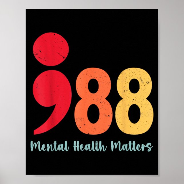 988 Semikolon Mental hälsa är viktigt förebyggande Poster (Framsidan)