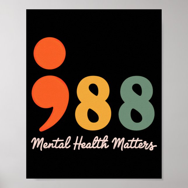 988 Semikolon Mental hälsa är viktigt förebyggande Poster (Framsidan)
