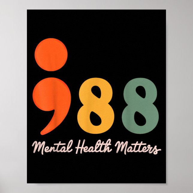 988 Semikolon Mental hälsa är viktigt förebyggande Poster (Framsidan)