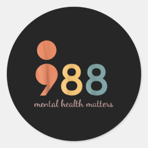 988 Semikolon Mental Health S-medvetenhet Runt Klistermärke