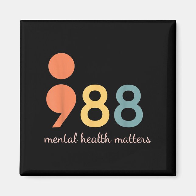 988 Semikolon Mental Health S Suicide Prevention 9 Magnet (Framsidan)