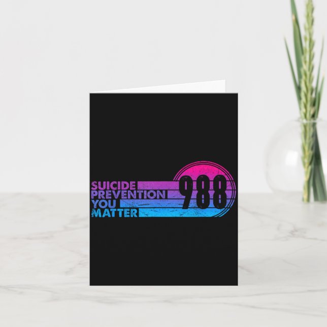 988 Shirt Suicide Prevention Lifeline 988 Awarenes Kort (Framsida)