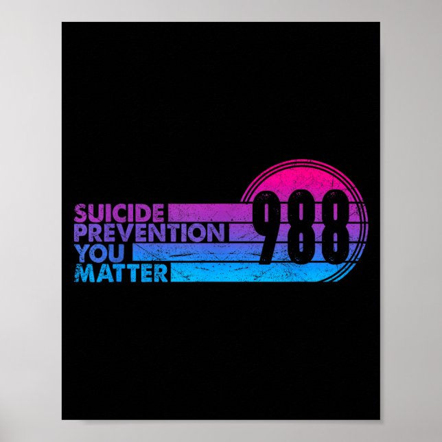 988 Shirt Suicide Prevention Lifeline 988 Awarenes Poster (Framsidan)