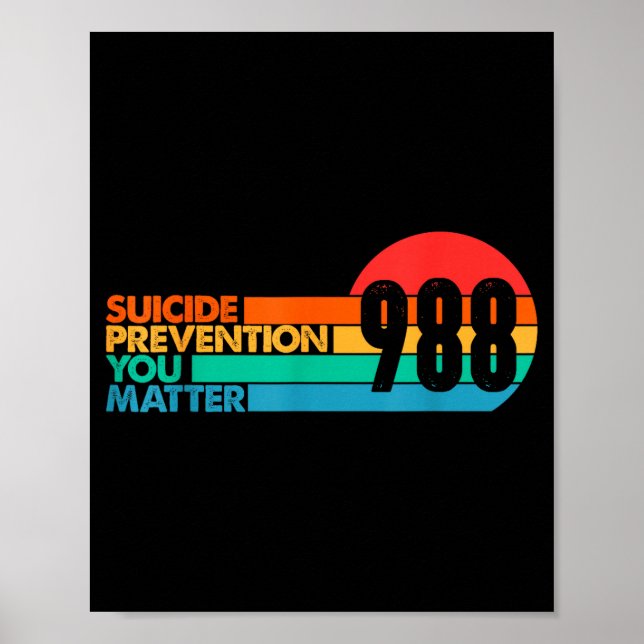 988 Shirt Suicide Prevention Lifeline 988 Awarenes Poster (Framsidan)
