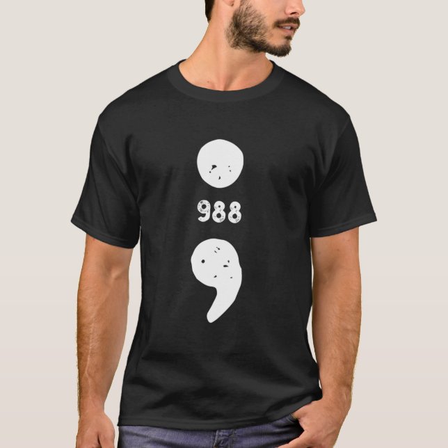 988 Självmordsförebyggande 988 Komma T Shirt (Framsida)