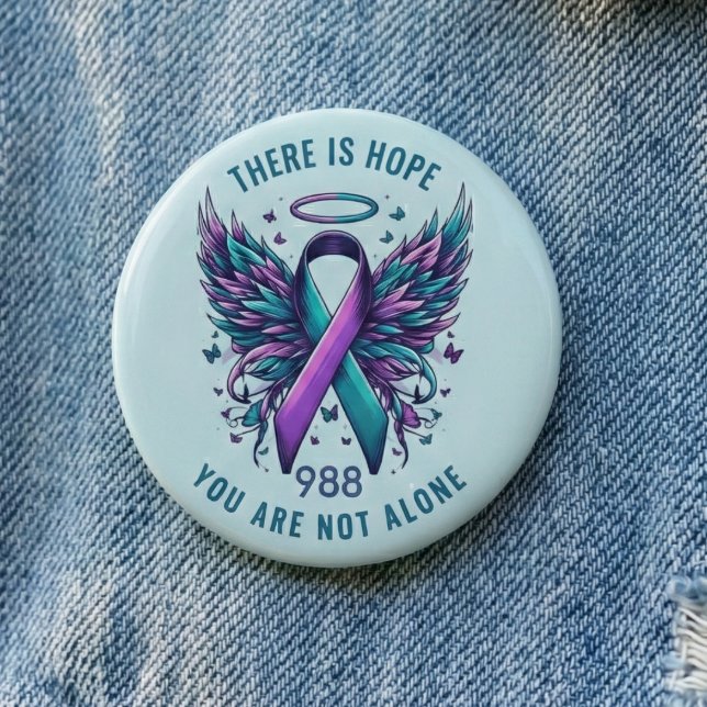 988 Självmordsförebyggande hopp & medvetenhetsprod Knapp (988 Suicide Prevention Awareness Hope Button)