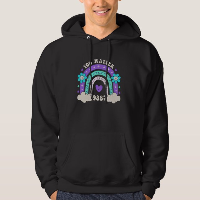 988 Suicide Prevention Awareness Rainbo Hoodie (Framsida)