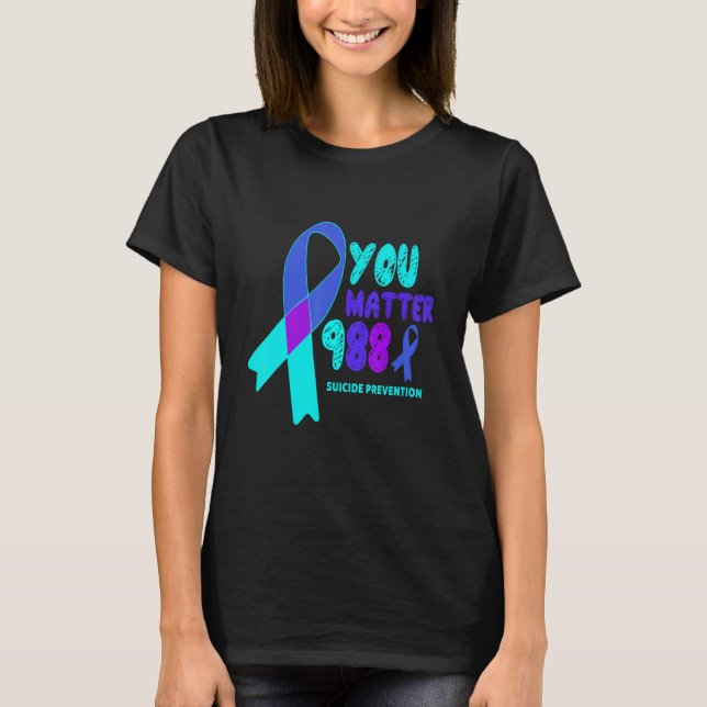 988 Suicide Prevention Awareness Rainbo T Shirt (Framsida)