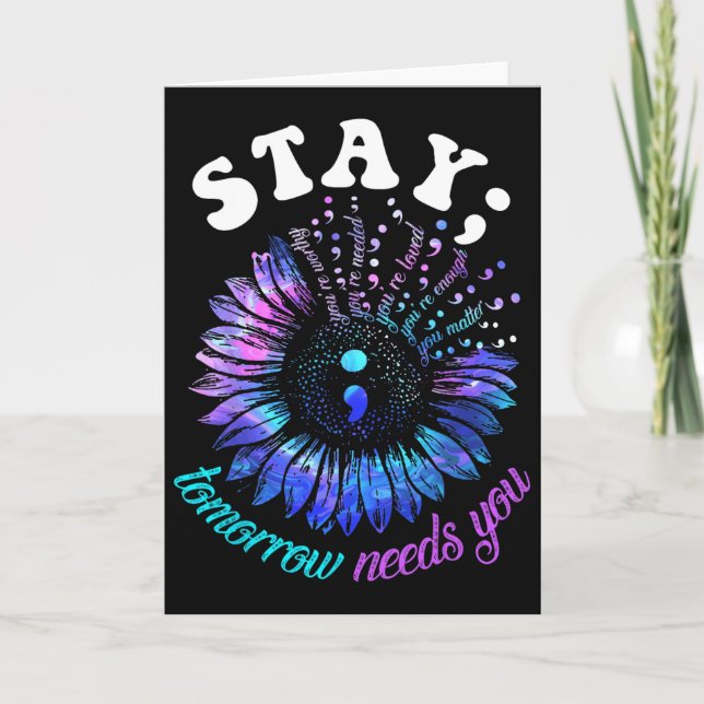 988 Suicide Prevention Stay Tomorrow Needs You Men Kort (Framsida)