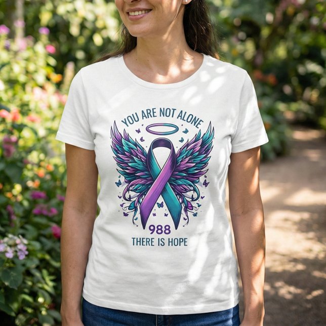 988 Suicide Prevention You Matter Ribbon Support T Shirt (Teal and Purple, Suicide Prevention Awareness Ribbon Shirt)