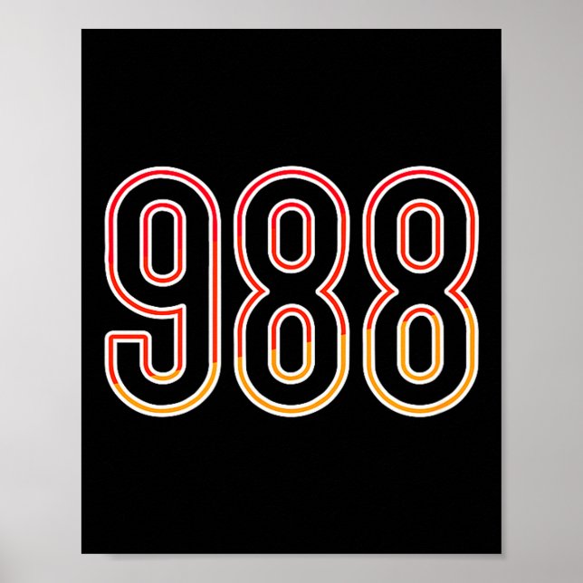 988 Tee Suicide Prevention Hotline Health Awarenes Poster (Framsidan)