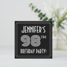 98-årsfest: Art Deco-stil med anpassat namn