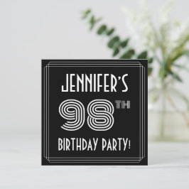 98-årsfest: Art Deco-stil med anpassat namn Inbjudningar
